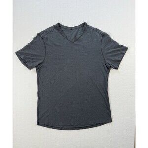 Lululemon Shirt Mens Small V Neck T Shirt Blue Training Metal Vent